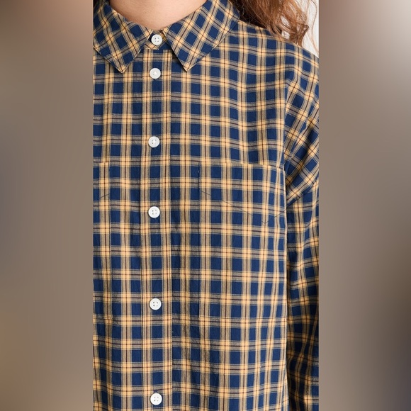 Madewell The Signature Poplin Crop Shirt in Plaid Classic Indigo - Picture 9 of 11